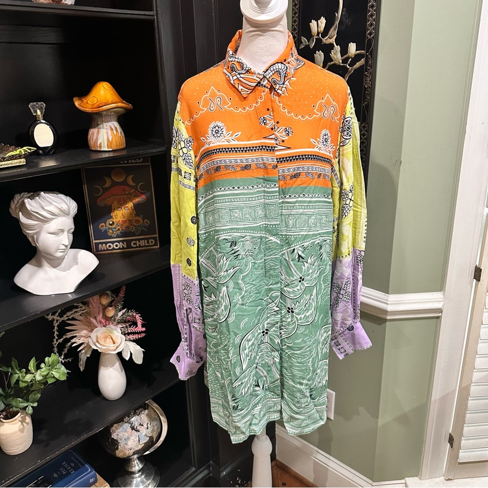 Dress To Multicolor Bandana Print Tunic Shirt – Size M